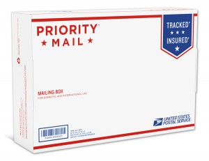 The stylish new priority mail boxes.